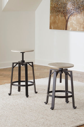 Fine Furniture & Decor - Ashley Furniture - Karisslyn Dining Room - Counter Height Stool (Set of 2) / Whitewash/Black - D336-024X2