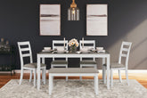 Fine Furniture & Decor - Ashley Furniture - Stonehollow Dining Room - RECT DRM Table Set (6/CN) / White/Gray - D382-325
