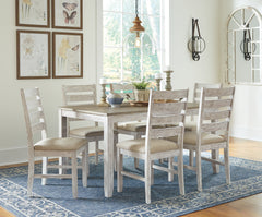 Fine Furniture & Decor - Ashley Furniture - Skempton Dining Room - Dining Room Table Set (7/CN) / White/Light Brown - D394-425