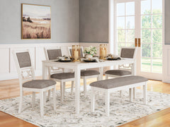 Fine Furniture & Decor - Ashley Furniture - Erinberg Dining Room - Dining Room Table Set (6/CN) / Antique White - D423-325