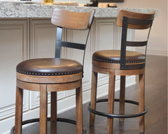 Fine Furniture & Decor - Ashley Furniture - Pinnadel Dining Room - UPH Swivel Barstool (1/CN) / Light Brown - D542-124