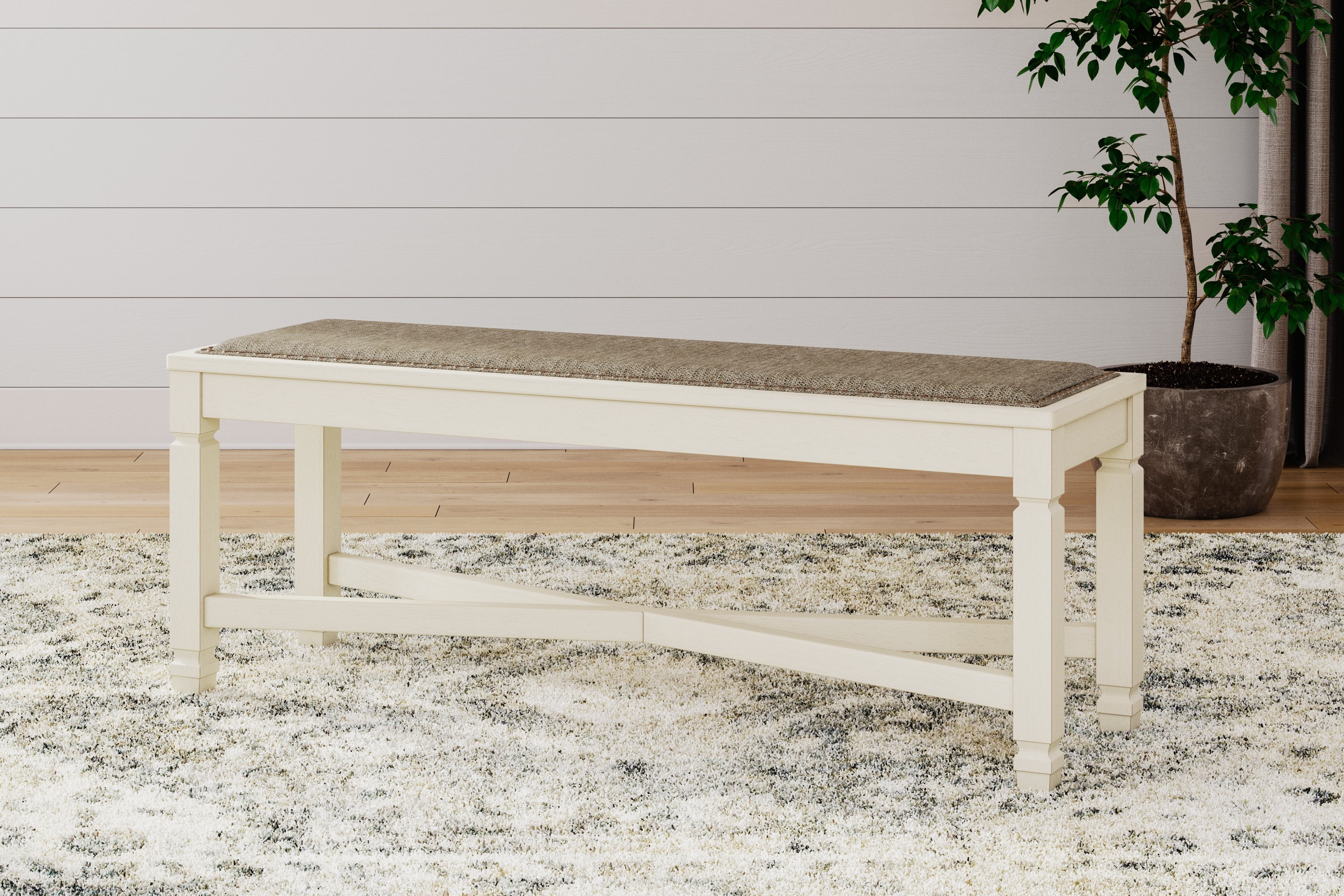 Fine Furniture & Decor - Ashley Furniture - Bolanburg Dining Bench - Large UPH Dining Room Bench / Two-tone / 50"W x 15"D x 20"H - D647-00