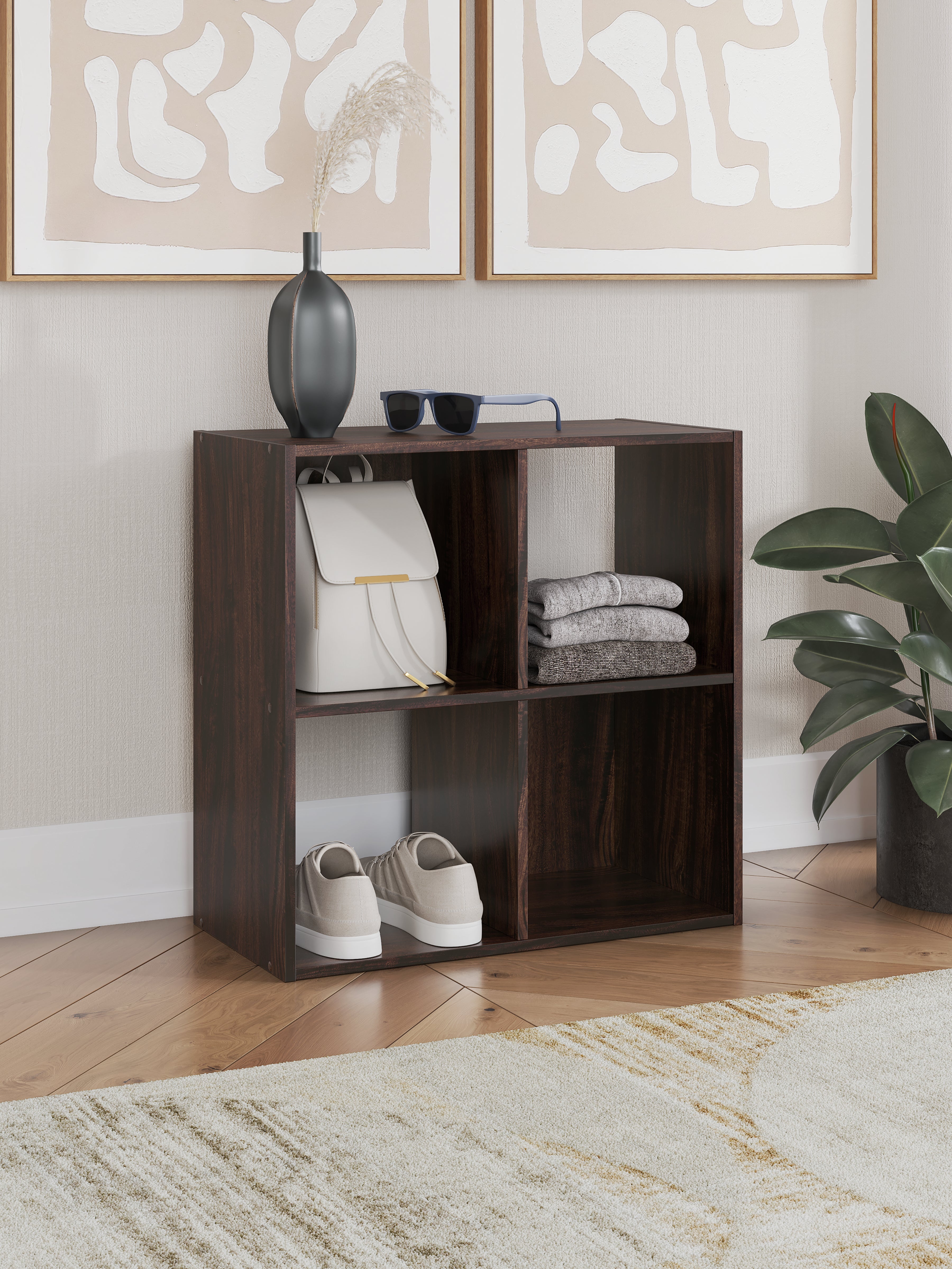 Fine Furniture & Decor - Ashley Furniture - Glosmount Four Cube Organizer - Four Cube Organizer / Cherry/Light Brown - EA1055-2X2