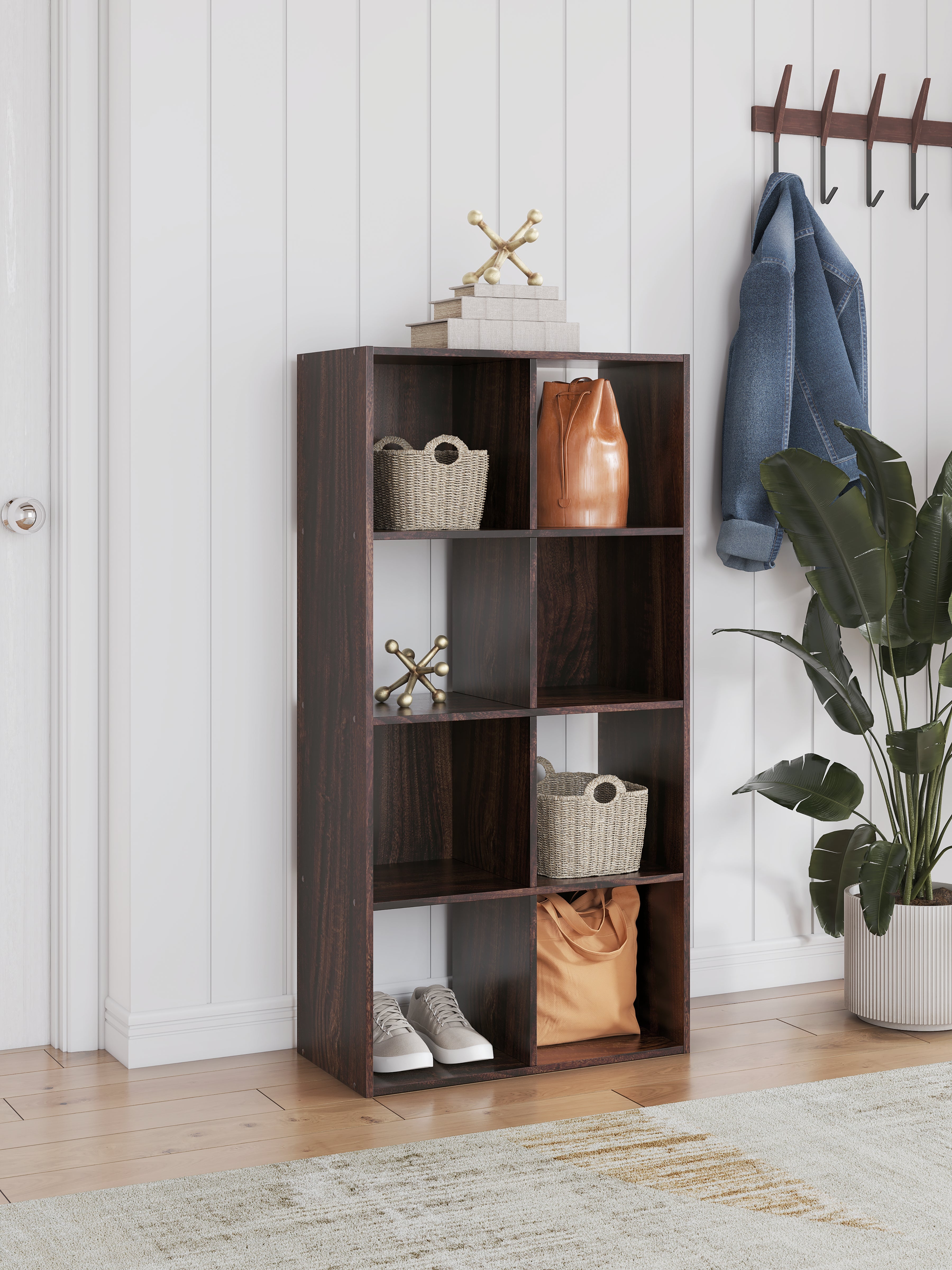 Fine Furniture & Decor - Ashley Furniture - Glosmount Eight Cube Organizer - Eight Cube Organizer / Cherry/Light Brown - EA1055-4X2