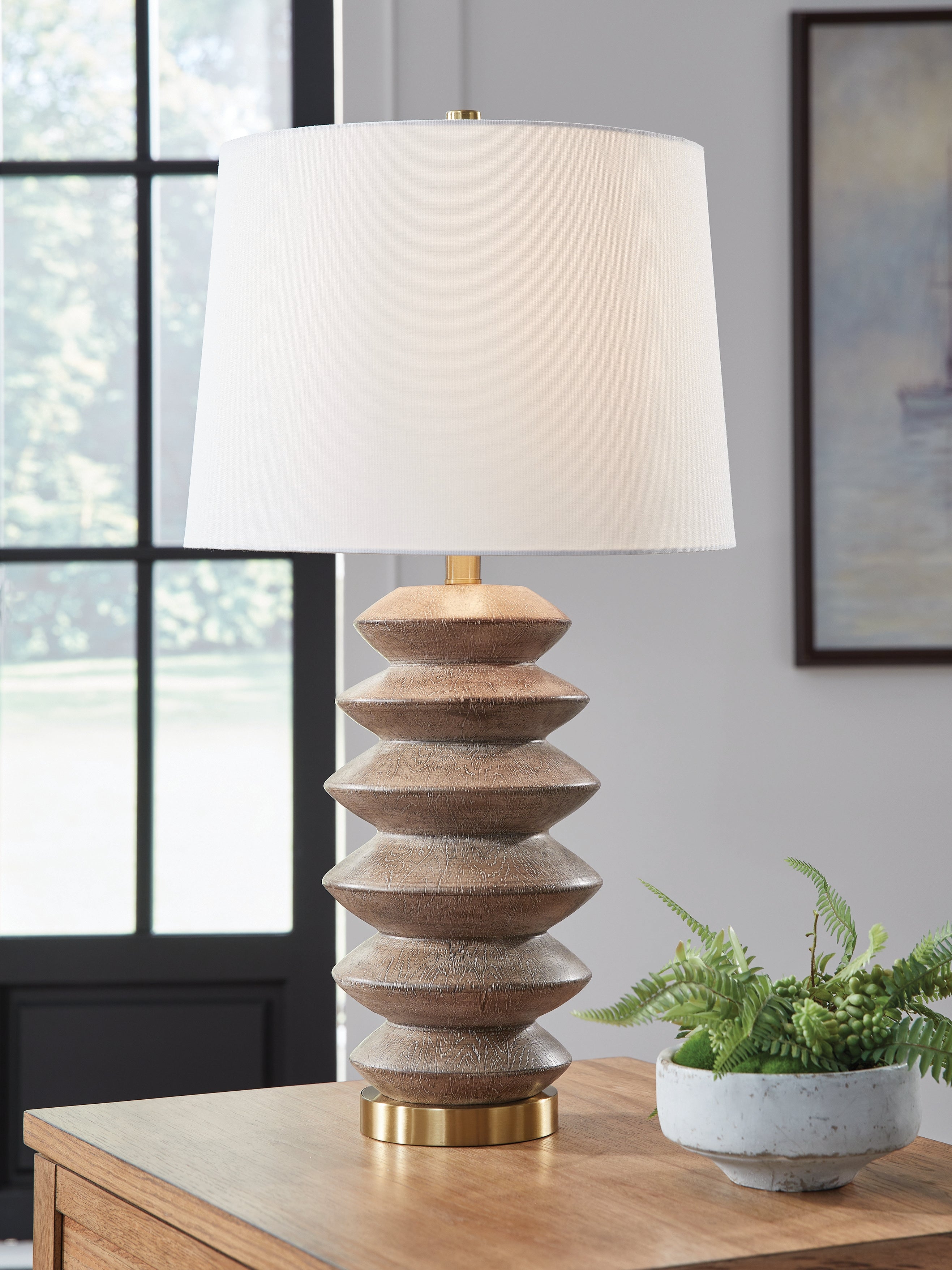 Fine Furniture & Decor - Ashley Furniture - Jyllyard Lighting - Poly Table Lamp (1/CN) / Brown/Gold Finish - L235944