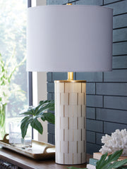 Fine Furniture & Decor - Ashley Furniture - Faridworth Lighting - Poly Table Lamp (1/CN) / White/Gold Finish - L235954