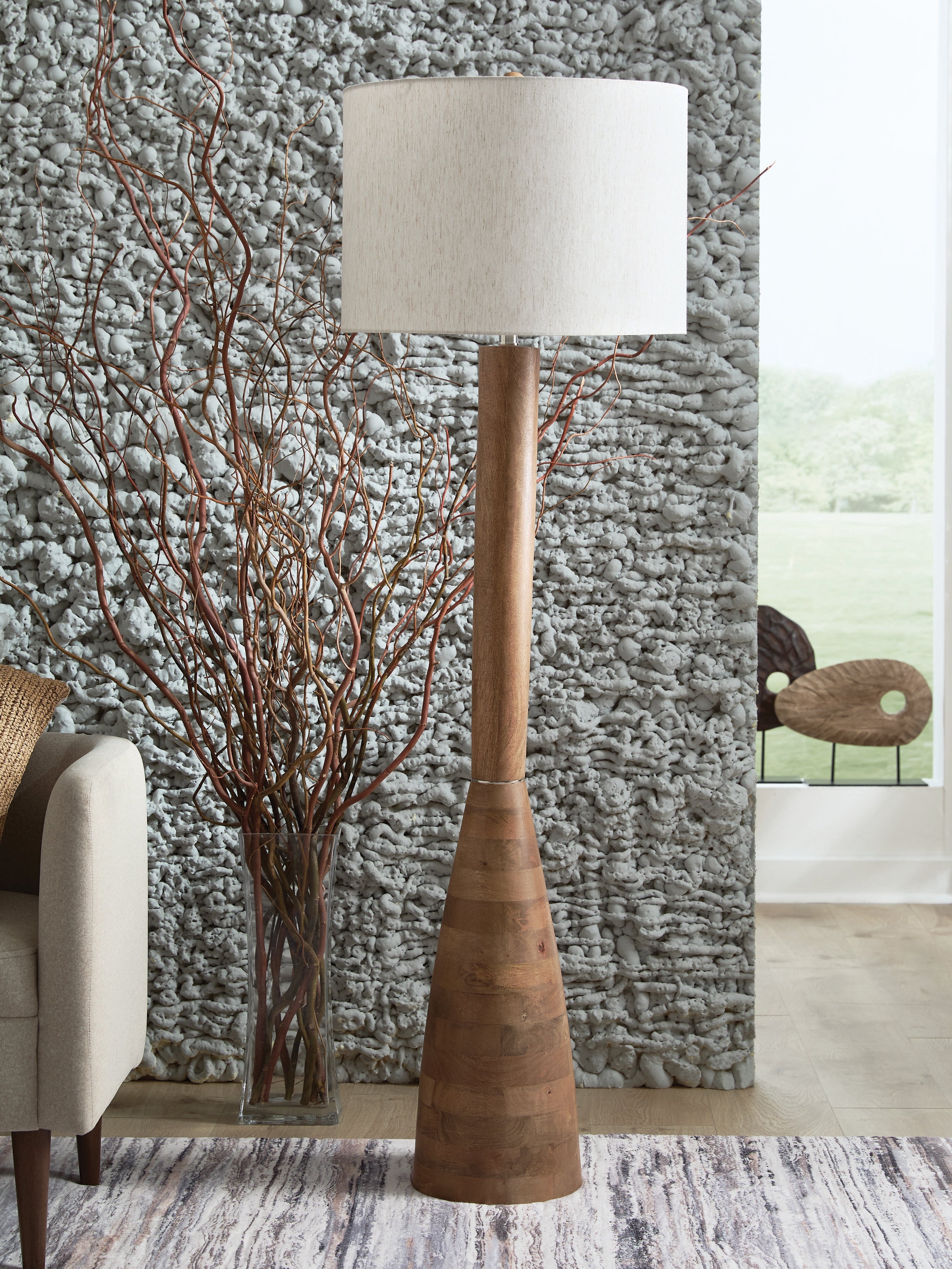 Fine Furniture & Decor - Ashley Furniture - Ailsa Lighting - Wood Floor Lamp (1/CN) / Natural Brown - L329111