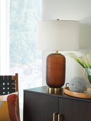 Fine Furniture & Decor - Ashley Furniture - Farberman Lighting - Glass Table Lamp (1/CN) / Amber - L430864