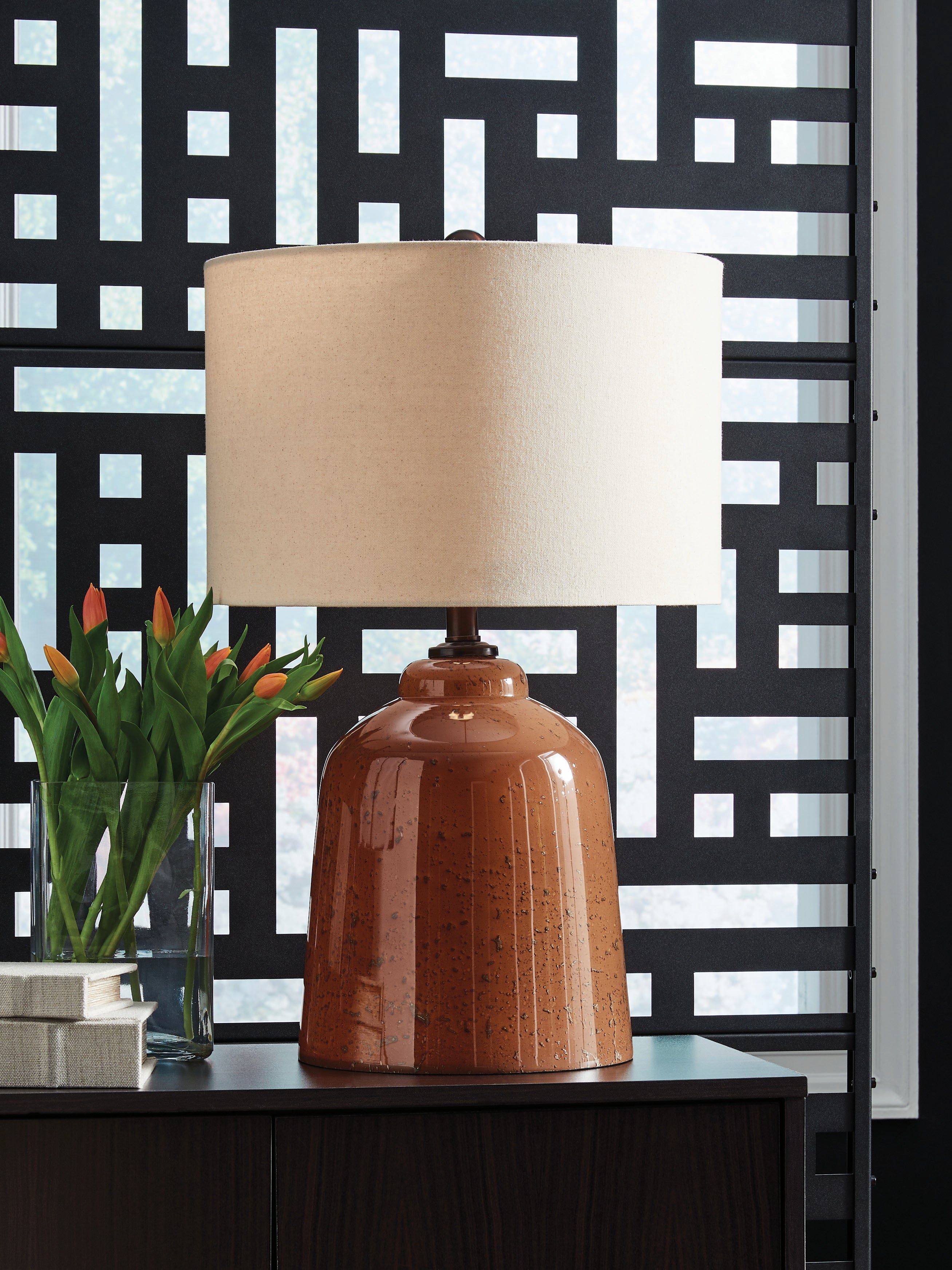Fine Furniture & Decor - Ashley Furniture - Aaleahya Lighting - Glass Table Lamp (1/CN) / Rust - L430904