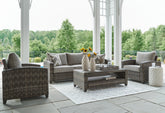 Fine Furniture & Decor - Ashley Furniture - Oasis Court Outdoor - Sofa/Chairs/Table Set (4/CN) / Gray - P335-081