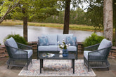 Fine Furniture & Decor - Ashley Furniture - Bridges Beach Outdoor - Love/Chairs/Table Set (4/CN) / Gray - PCP391-080