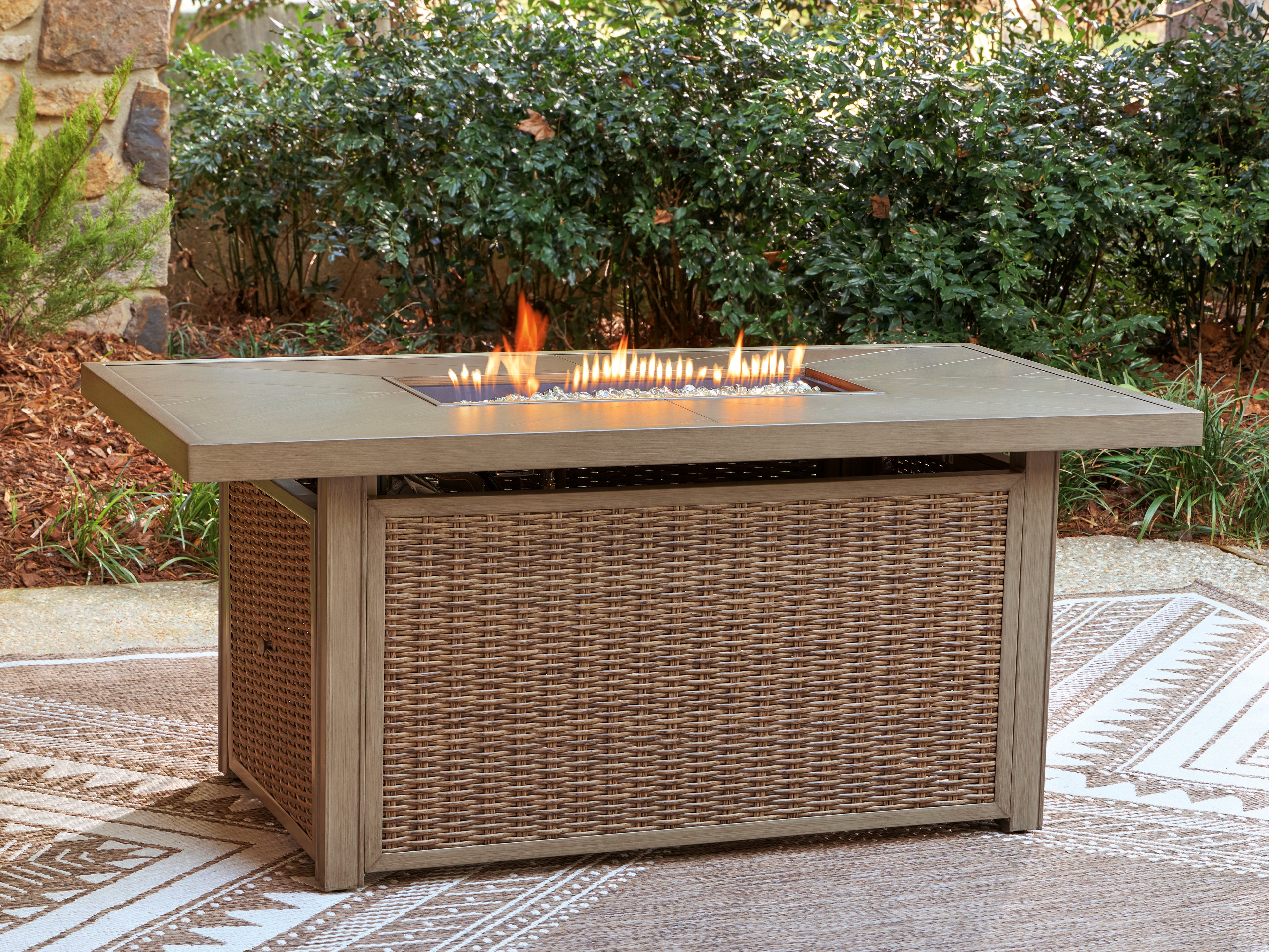 Fine Furniture & Decor - Ashley Furniture - Laguna Heights Outdoor - Rectangular Fire Pit Table - PCP790-773