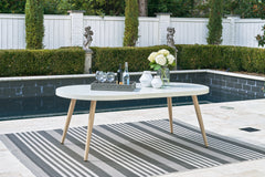 Fine Furniture & Decor - Ashley Furniture - Seton Creek Outdoor - Round Bar Table w/UMB OPT / Beige - P798-613
