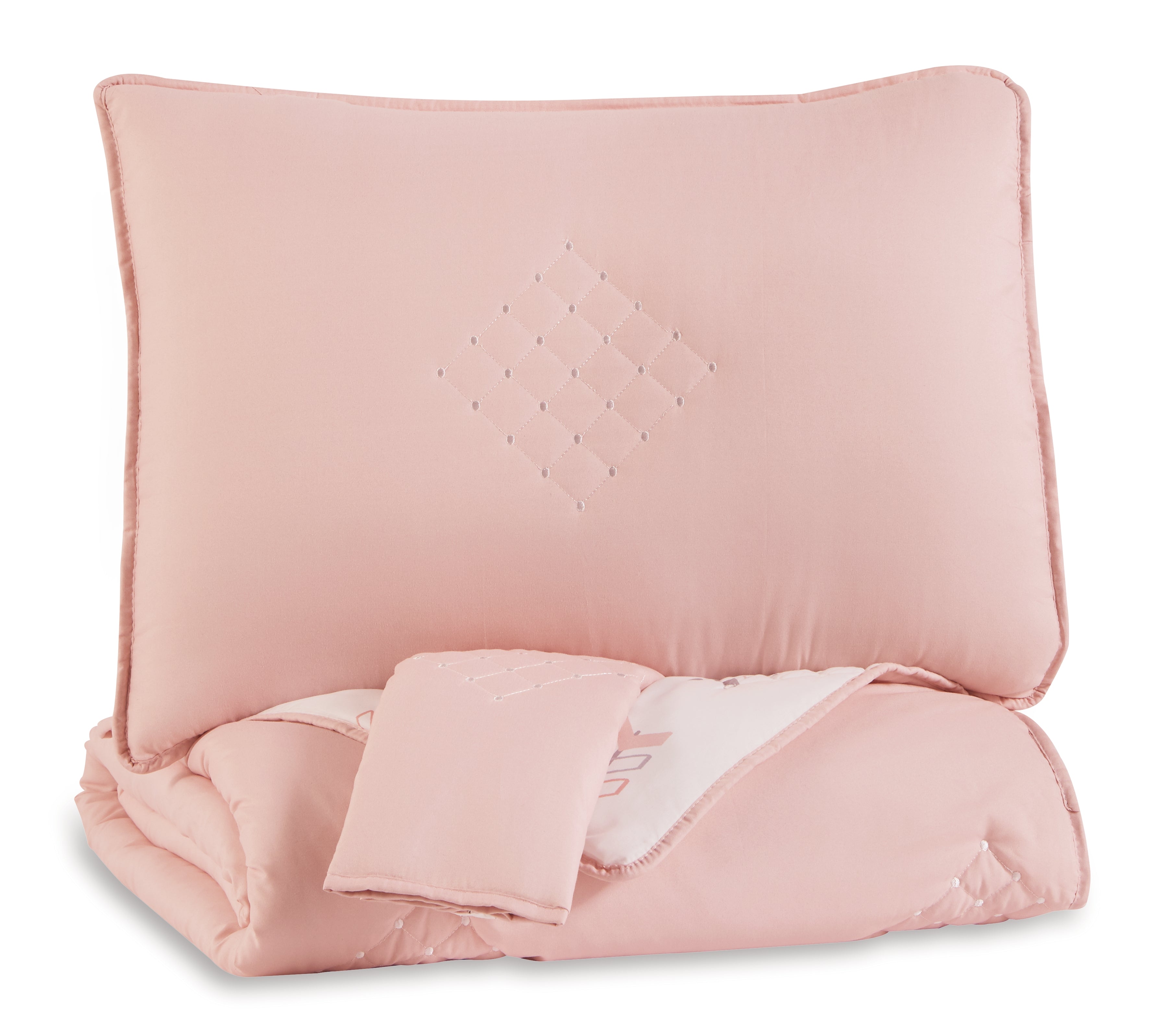 Fine Furniture & Decor - Ashley Furniture - Lexann Full Comforter Set - Full Comforter Set / Pink/White/Gray - Q901003F