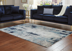 Fine Furniture & Decor - Ashley Furniture - Leonelle Rug - 5'3" x 7'3" Rug / Cream/Blue/Gray - R404872