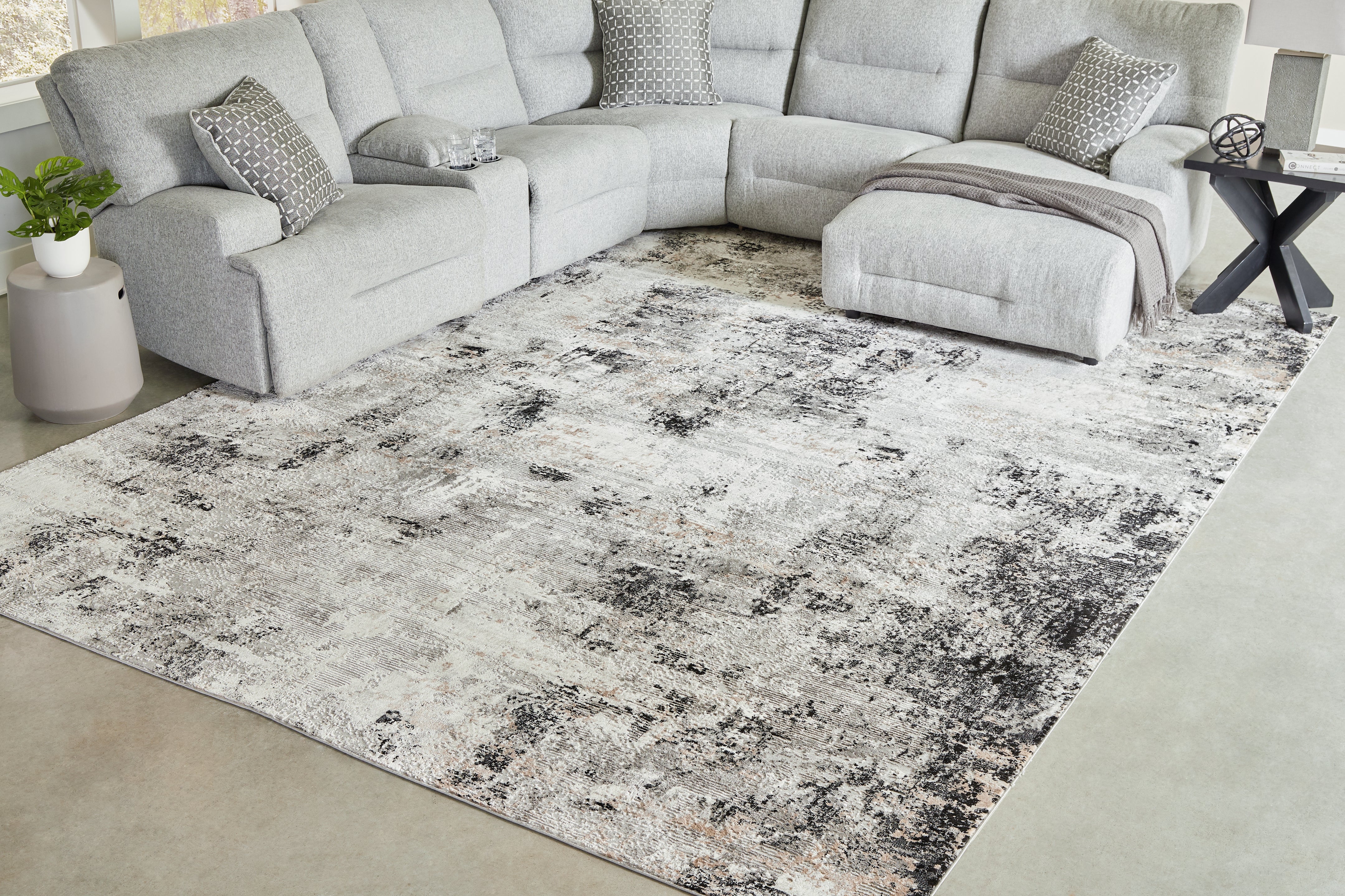 Fine Furniture & Decor - Ashley Furniture - Langwell Rug - 5' x 7' Rug / Black/Gray/White - R406782