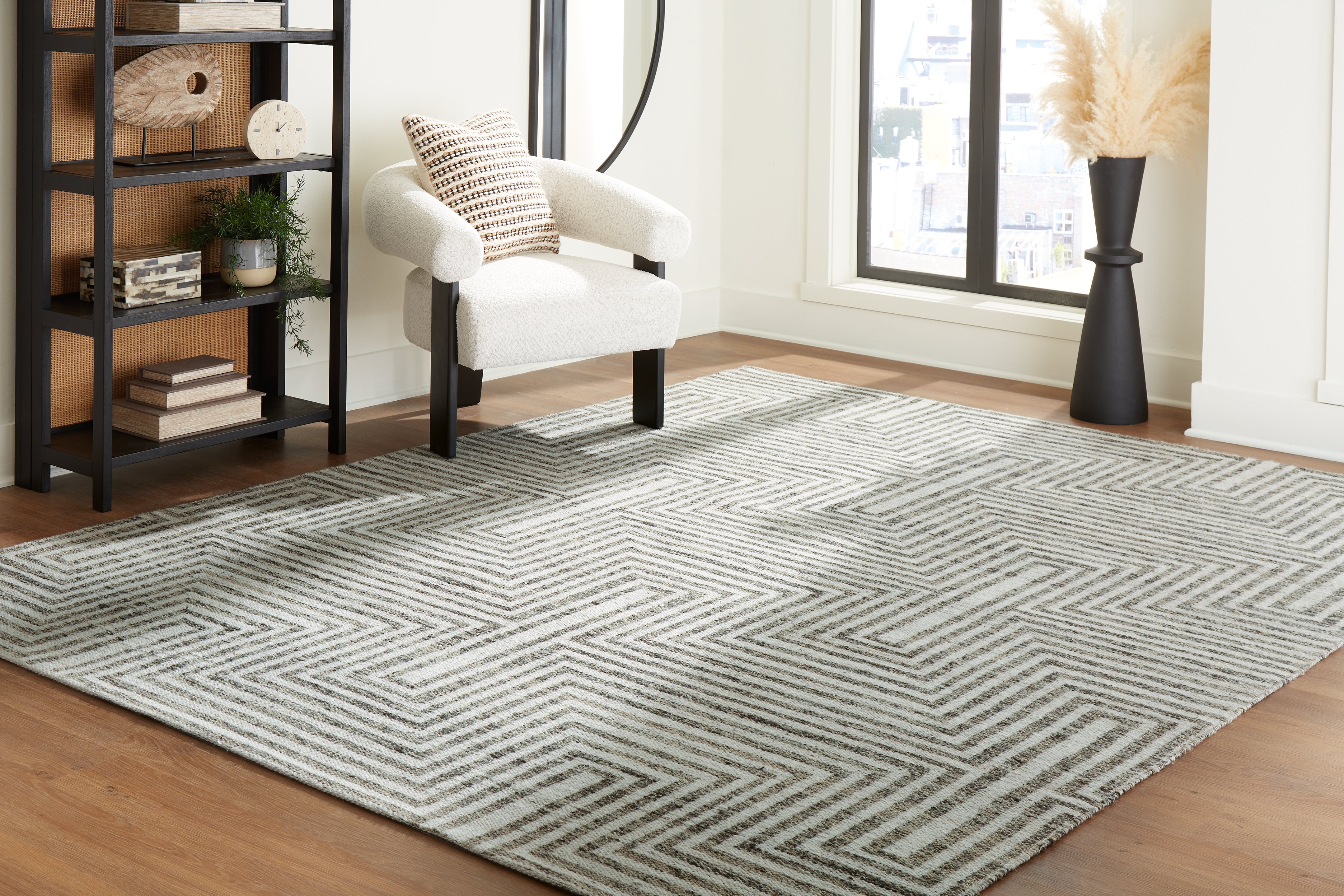 Fine Furniture & Decor - Ashley Furniture - Jossen Rug - 5' x 7' Rug / Ivory/Gray - R406832