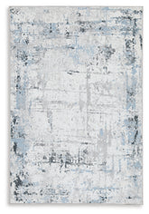Fine Furniture & Decor - Ashley Furniture - Emertonly Rug - 5' x 7' Washable Rug / Blue/White/Gray - R406982