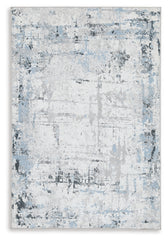 Fine Furniture & Decor - Ashley Furniture - Emertonly Rug - 5' x 7' Washable Rug / Blue/White/Gray - R406982
