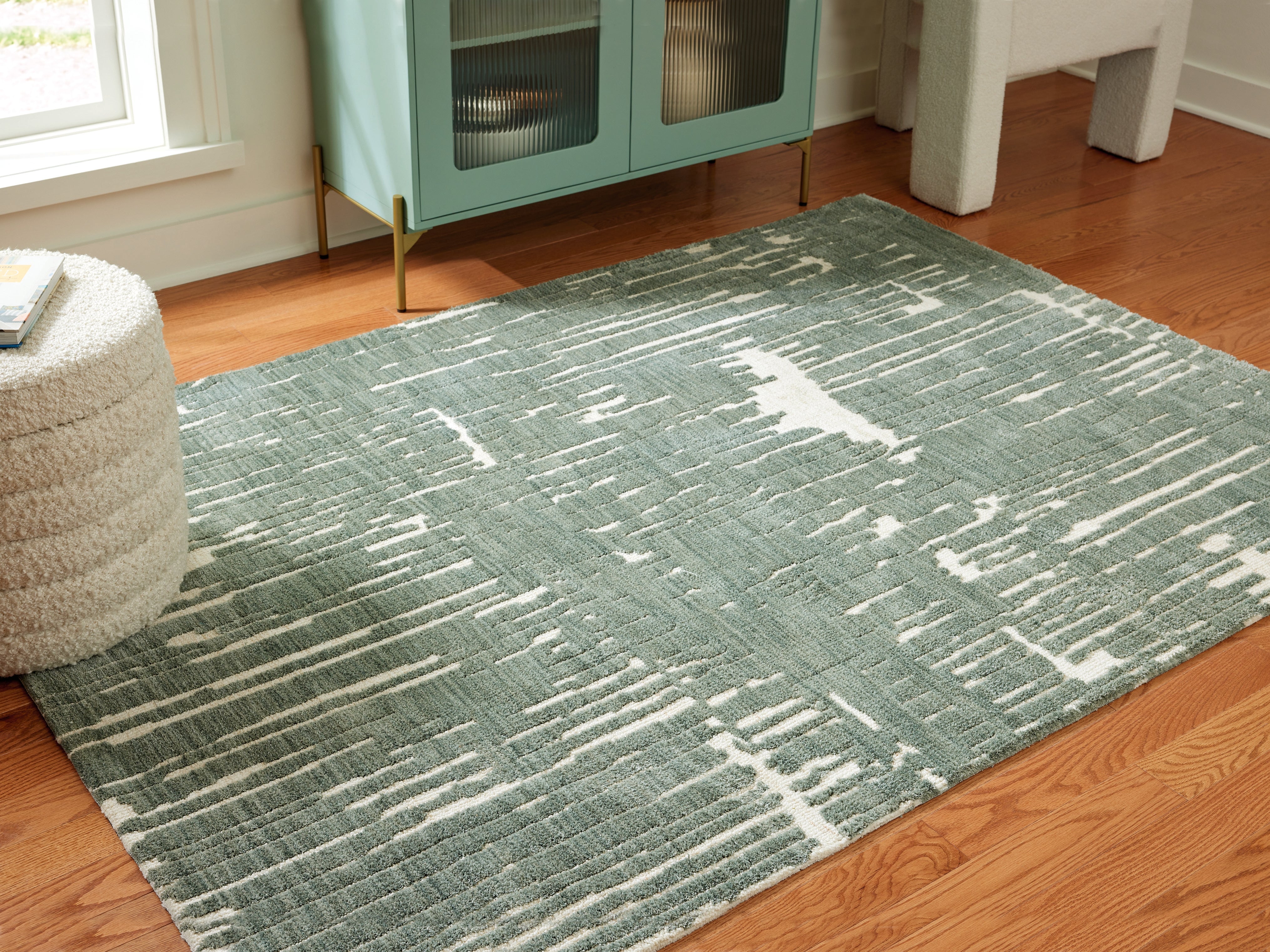 Fine Furniture & Decor - Ashley Furniture - Cayworth Rug - 5' x 7' Rug / Teal/White - R407092