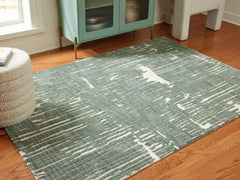 Fine Furniture & Decor - Ashley Furniture - Cayworth Rug - 5' x 7' Rug / Teal/White - R407092