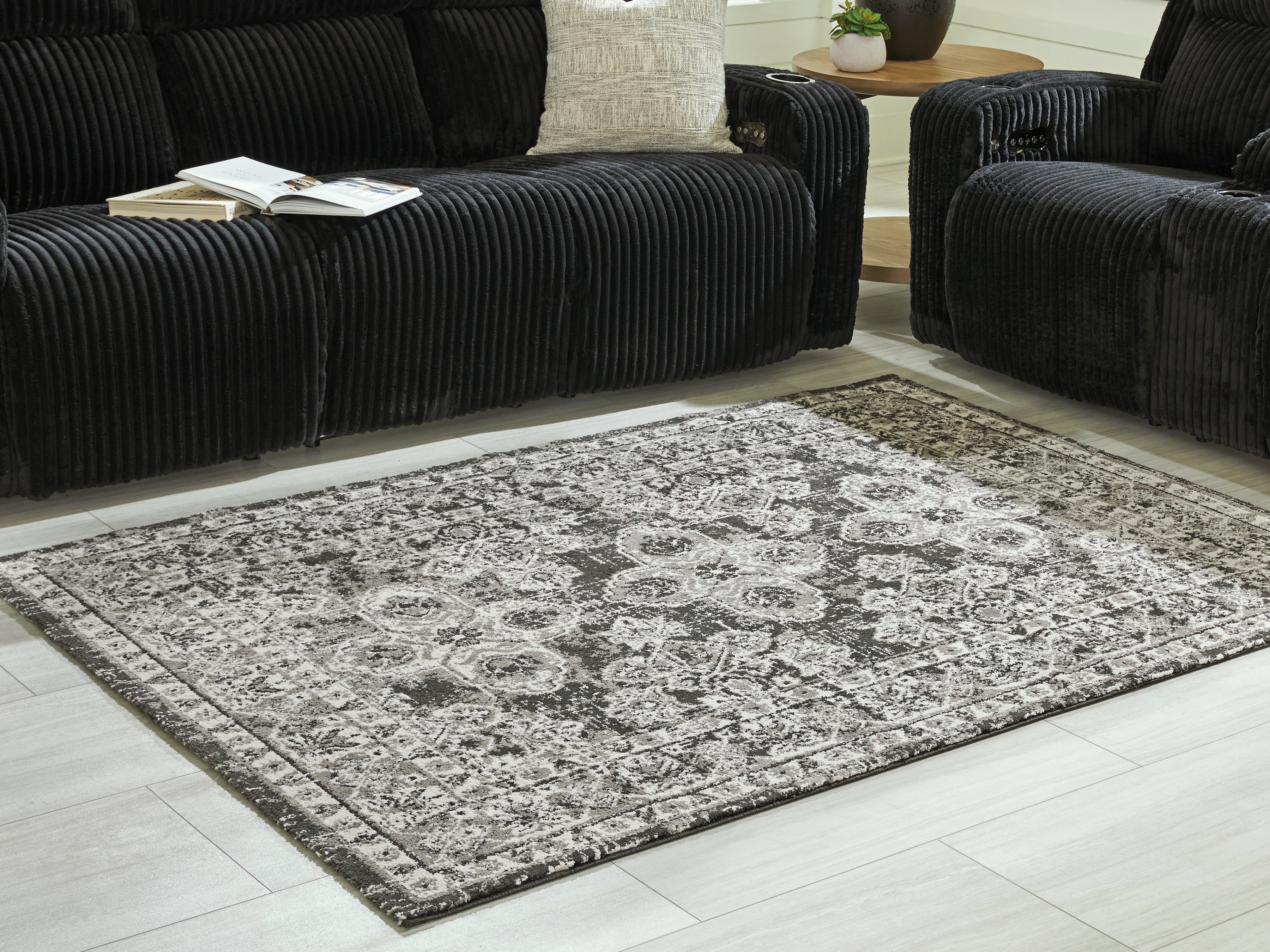 Fine Furniture & Decor - Ashley Furniture - Glennisman Rug - Medium Rug / Black/Gray/Ivory - R407272