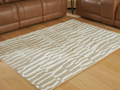 Fine Furniture & Decor - Ashley Furniture - Corrbell Rug - 7'8" x 10' Area Rug / Beige/White - R407631