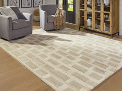 Fine Furniture & Decor - Ashley Furniture - Lisgrove Rug - 7'8" x 10' Area Rug / Tan/Brown/White - R407711