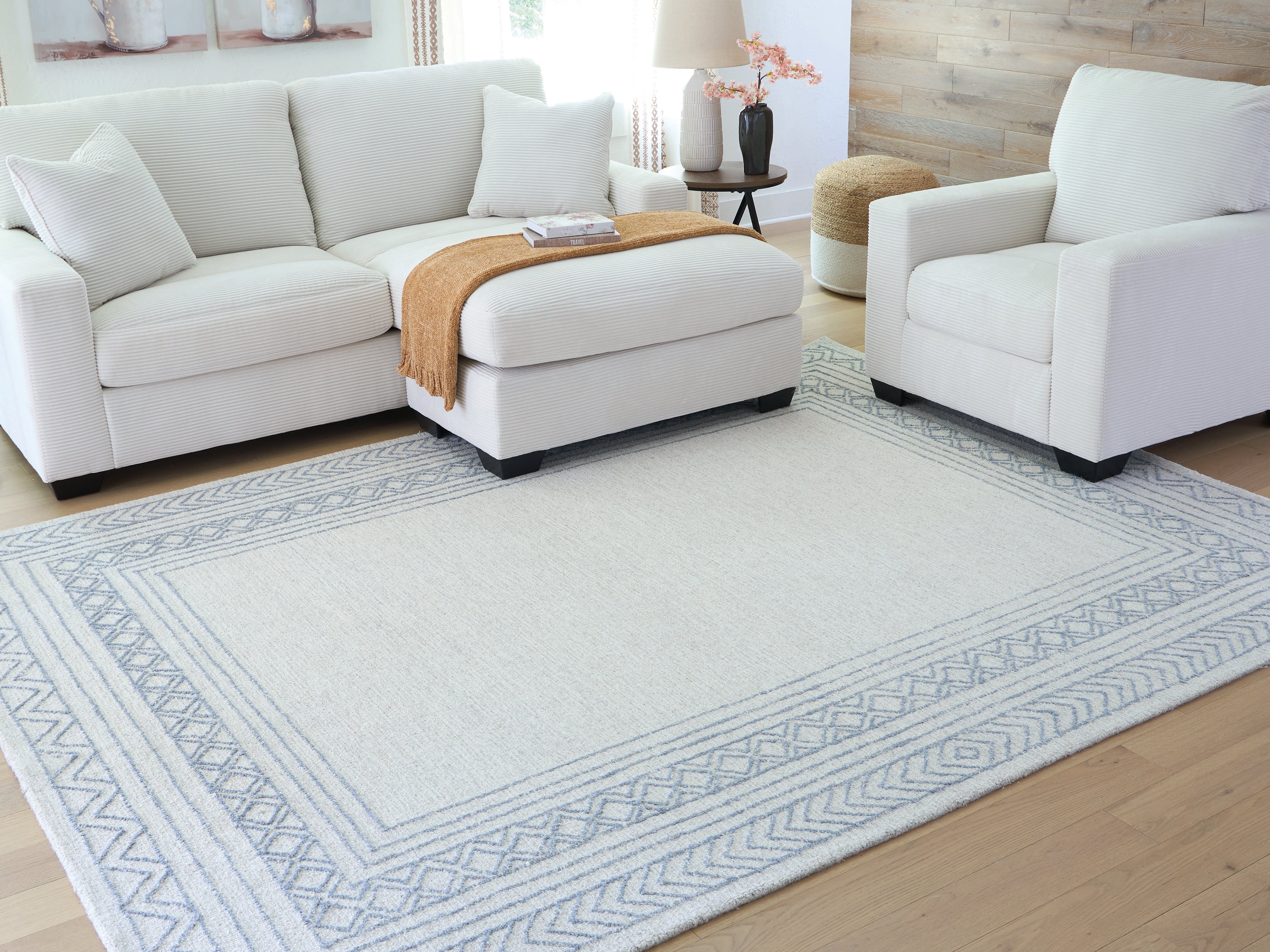 Fine Furniture & Decor - Ashley Furniture - Azelhurst Rug - 5' x 7' Area Rug / Blue/Ivory/Gray - R407852