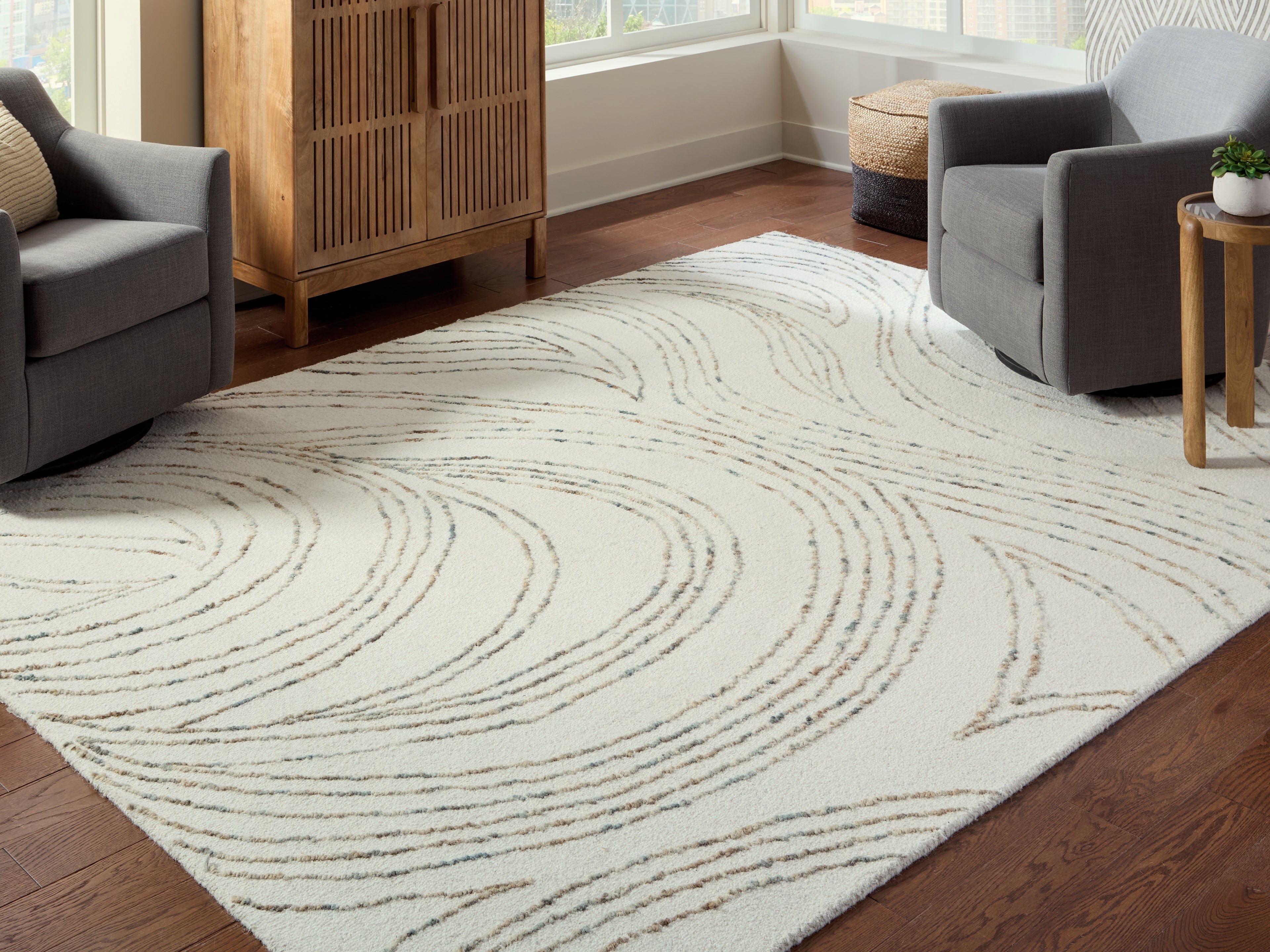 Fine Furniture & Decor - Ashley Furniture - Deenbury Rug - 5' x 7' Area Rug / Ivory/Green/Brown - R407862