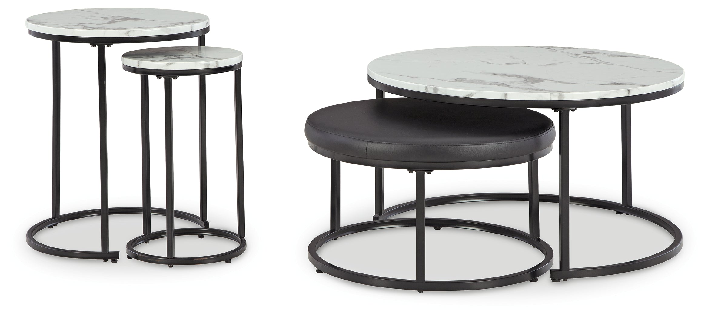Fine Furniture & Decor - Ashley Furniture - Jusmour Table (Set of 4) - Occasional Nesting TBL (4/CN) / Black/White - T161-14