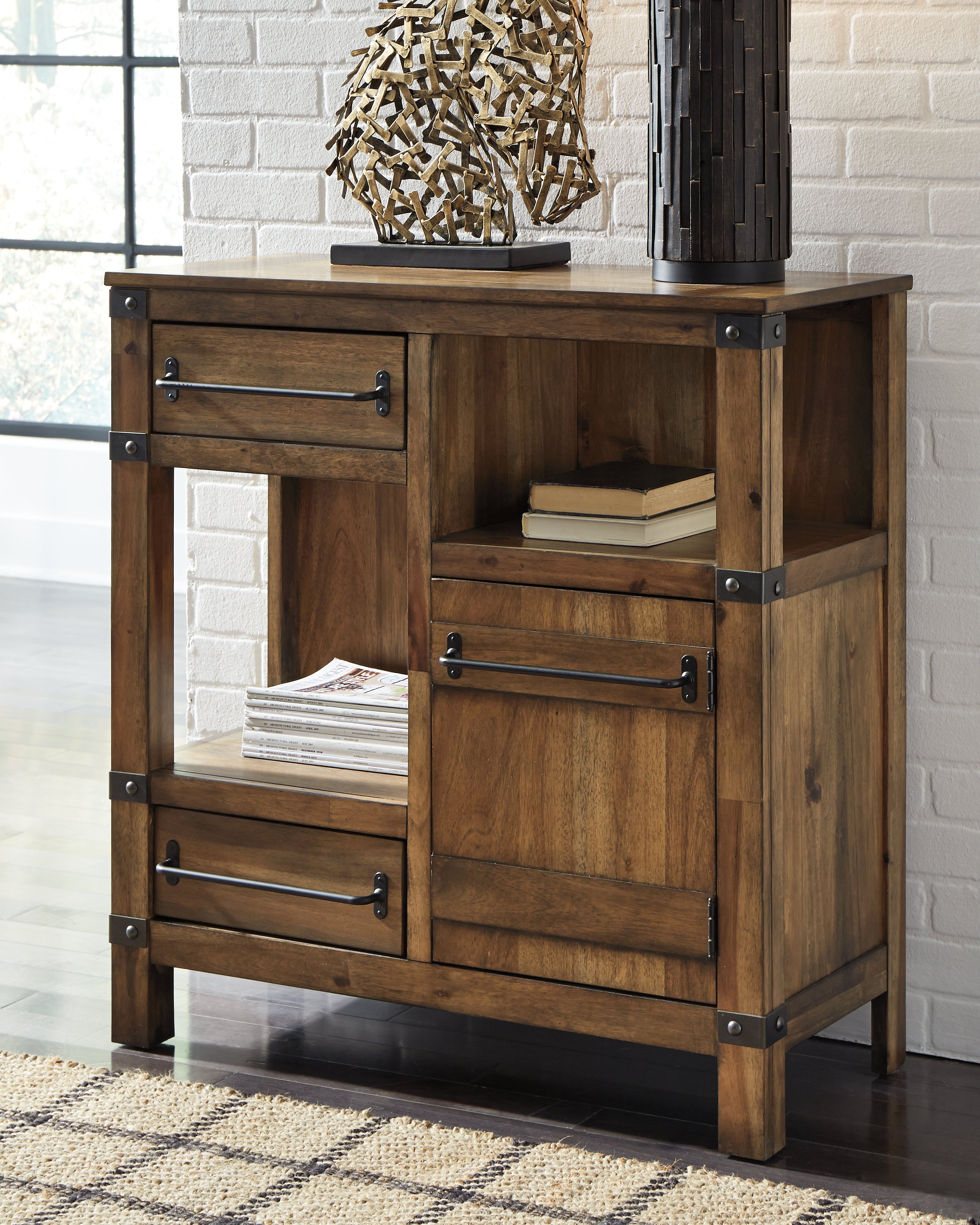 Fine Furniture & Decor - Ashley Furniture - Roybeck Accent Cabinet - Accent Cabinet / Light Brown/Bronze - T411-40
