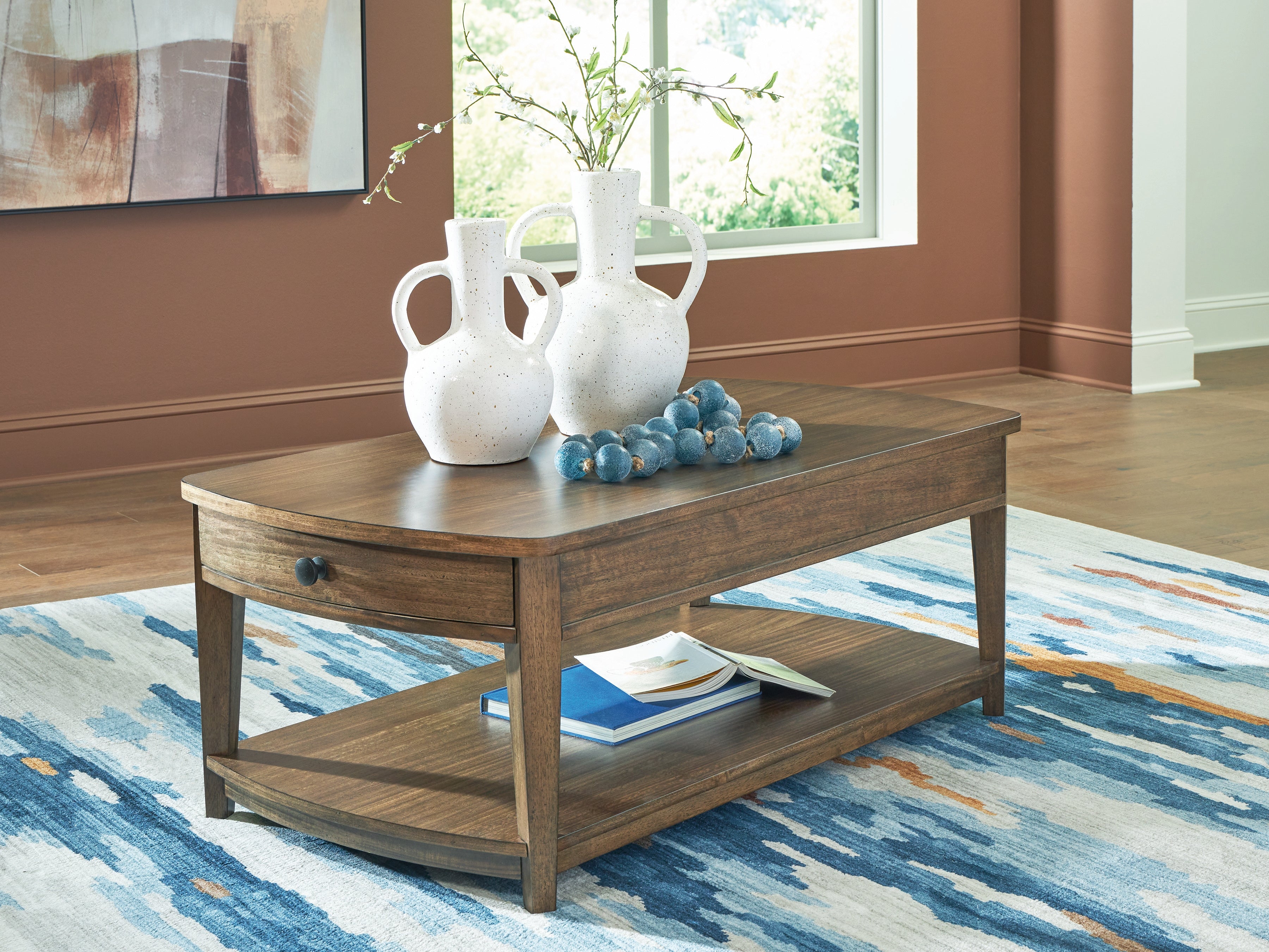 Fine Furniture & Decor - Ashley Furniture - Burkbyer Coffee Table - Rectangular Cocktail Table / Brown - T513-1