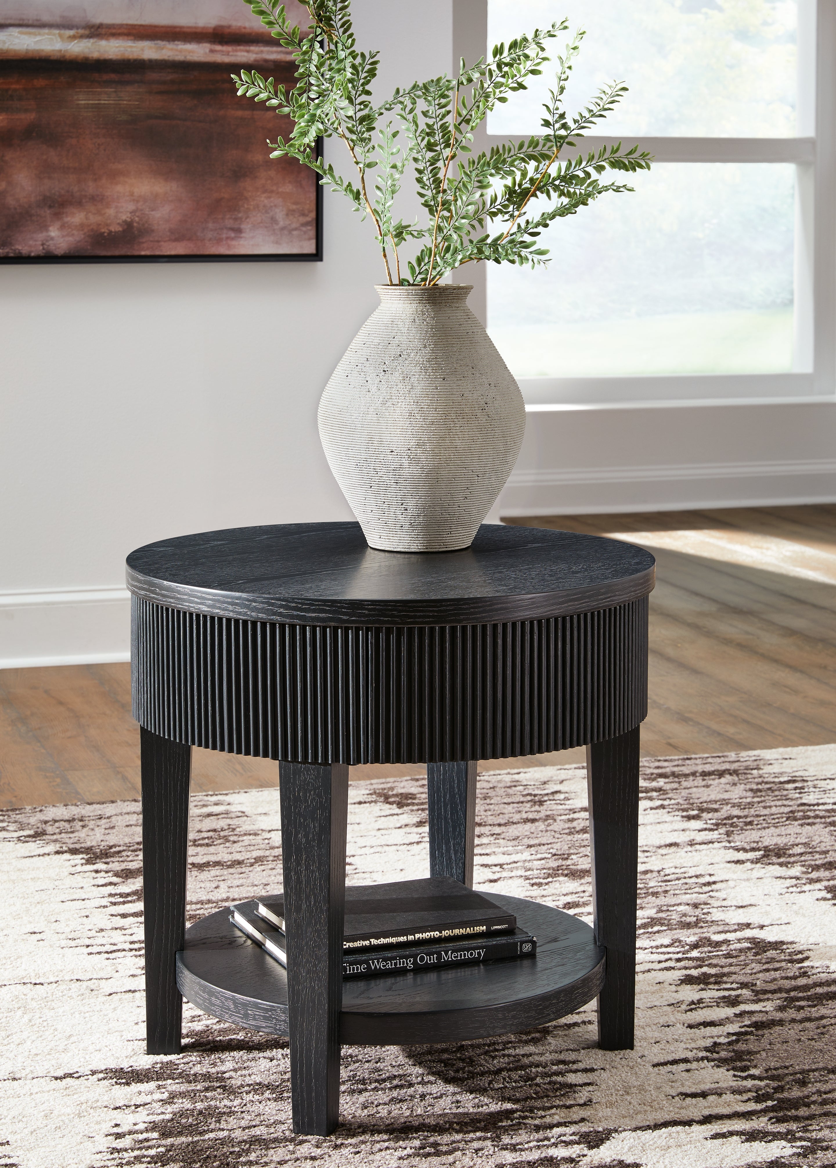 Fine Furniture & Decor - Ashley Furniture - Marstream End Table - Round End Table / Black - T551-6