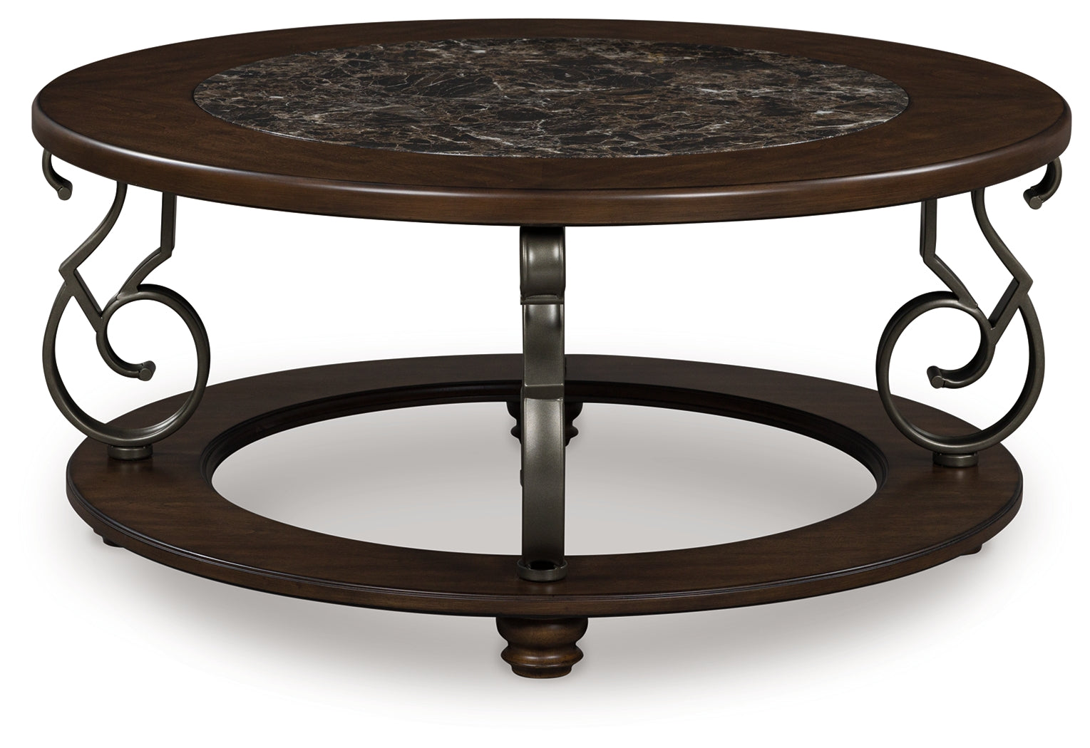 Fine Furniture & Decor - Ashley Furniture - Frallyn Coffee Table - Round Cocktail Table / Dark Brown - T623-8