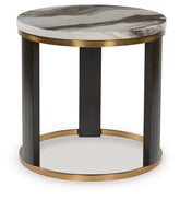 Fine Furniture & Decor - Ashley Furniture - Jazmore End Table - Round End Table / Brown/Brass Finish - T671-6
