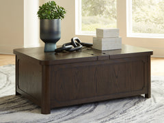 Fine Furniture & Decor - Ashley Furniture - Breckington Coffee Table With Storage - Cocktail Table with Storage / Dark Brown - T678-20