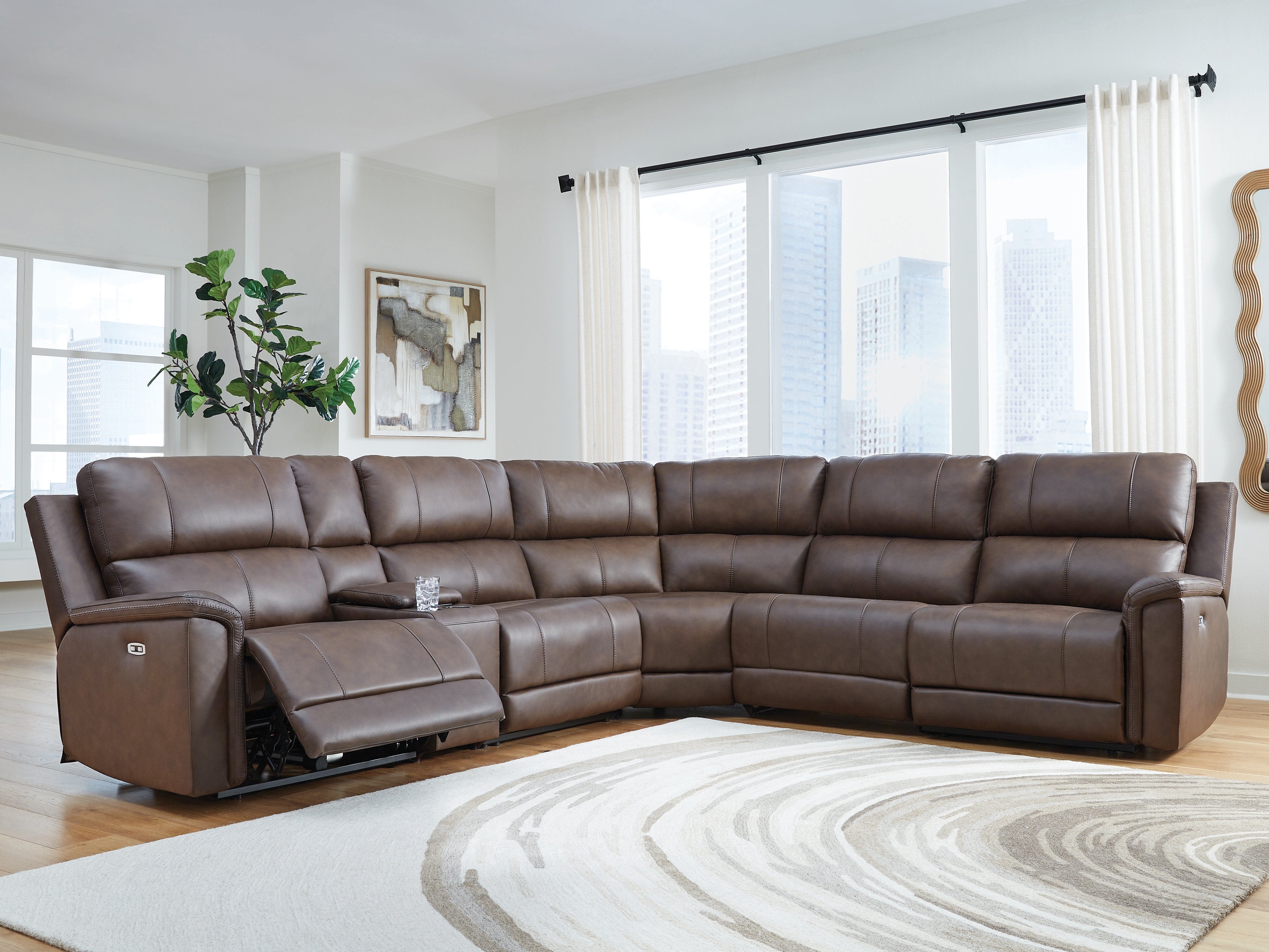 Fine Furniture & Decor - Ashley Furniture - Bleckley Sectional - 6-Piece Power Reclining Sectional / Espresso - PCU12001S5