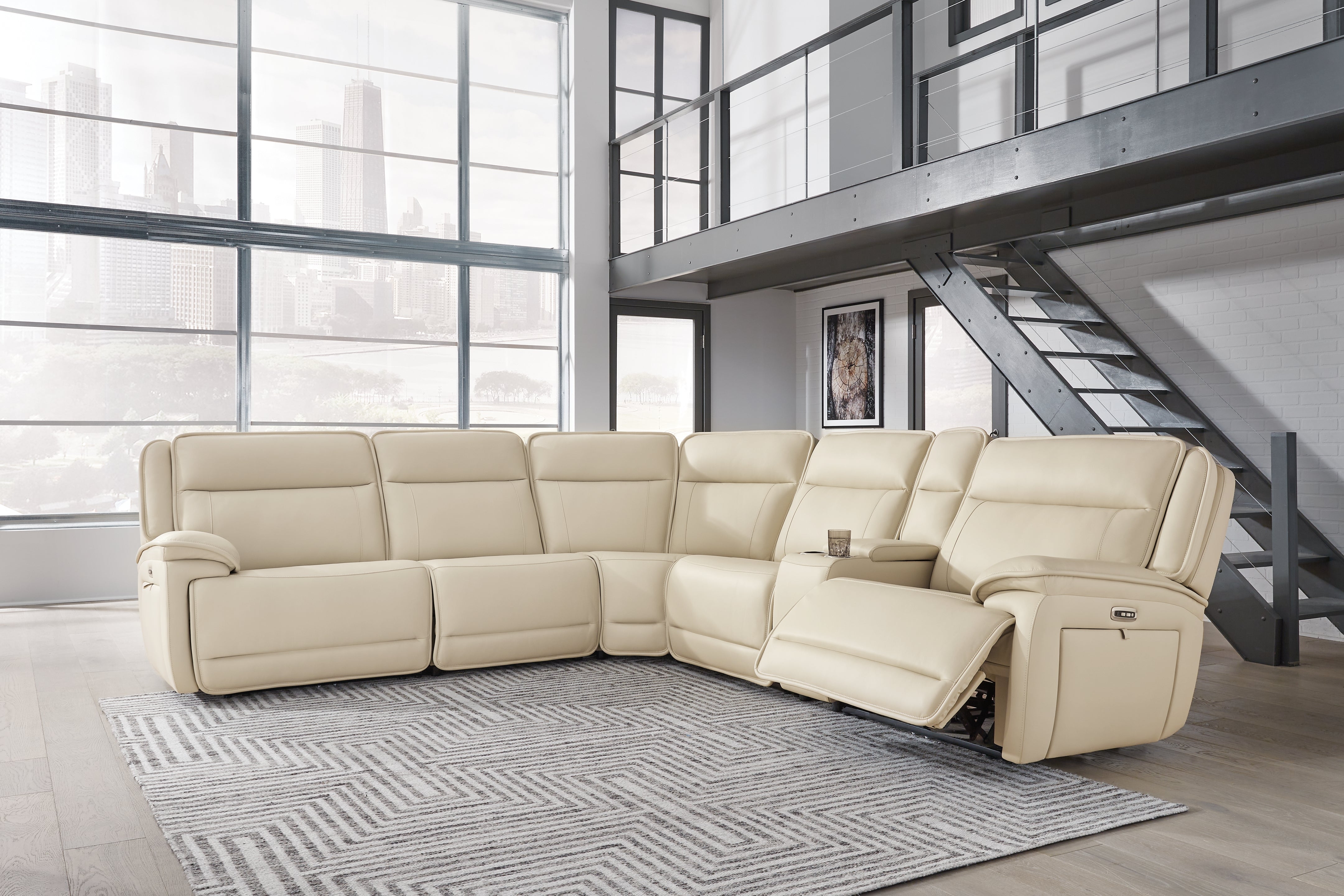Fine Furniture & Decor - Ashley Furniture - Double Deal Sectional - 7-Piece Reclining Sectional with 2 Consoles / Almond - U13001S9