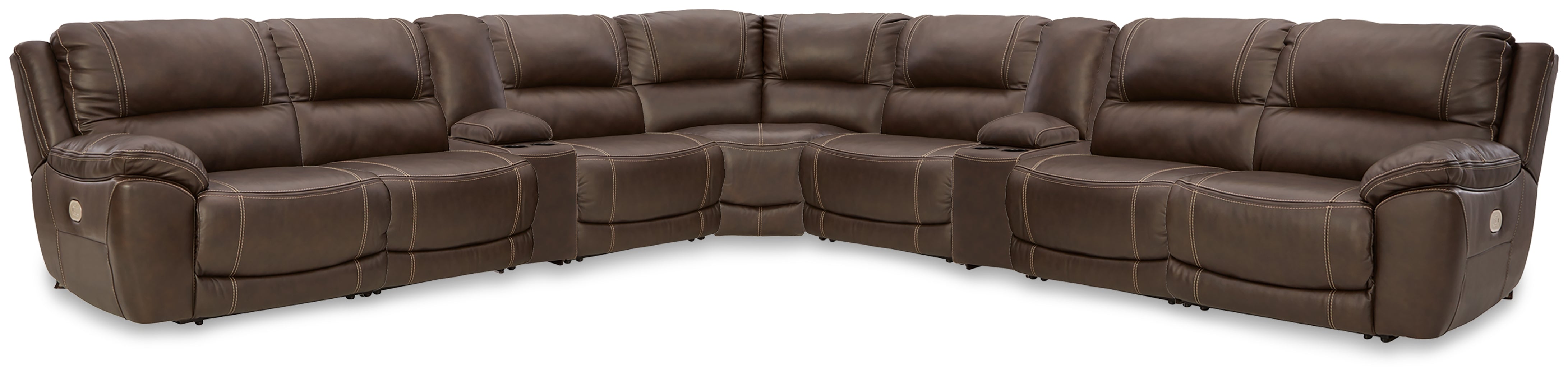 Fine Furniture & Decor - Ashley Furniture - Dunleith 9-piece Power Reclining Sectional - 9-piece Power Reclining Sectional / Chocolate - U71604S10