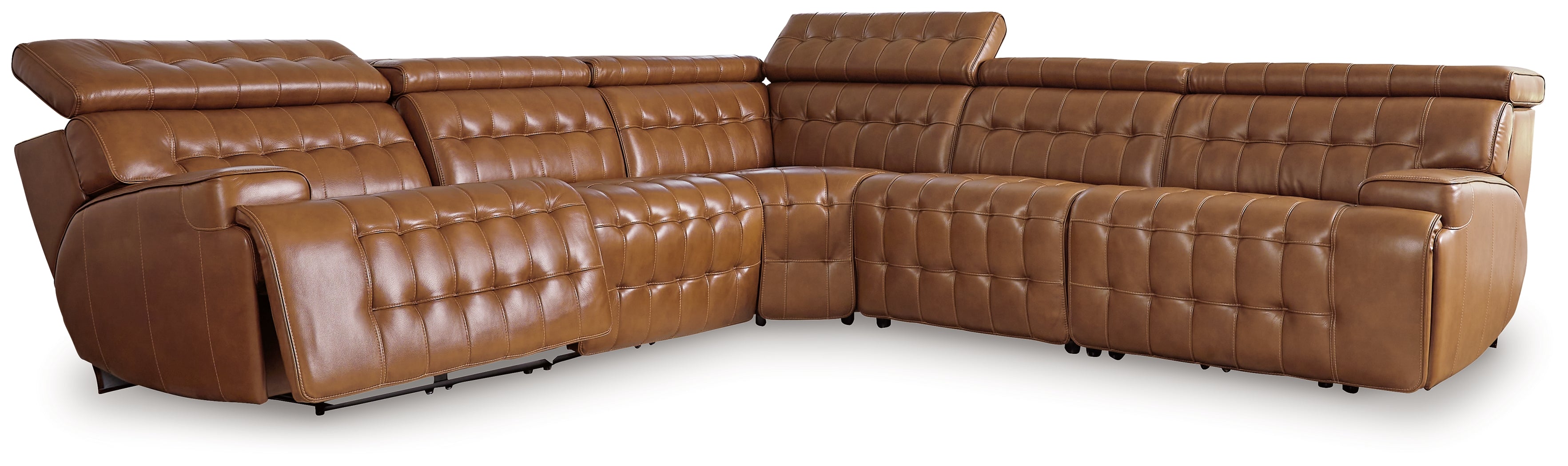 Fine Furniture & Decor - Ashley Furniture - Temmpton Sectional - 3-Piece Power Reclining Sectional Loveseat with Console / Chocolate - U92708S2