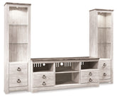 Fine Furniture & Decor - Ashley Furniture - Willowton 3-Piece Entertainment Center - 3-Piece Entertainment Center / Whitewash - W267W16
