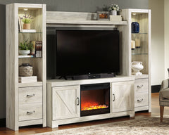 Fine Furniture & Decor - Ashley Furniture - Bellaby 4-Piece Entertainment Center with Fireplace - 4-Piece Entertainment Center with Fireplace / Whitewash - W331W5