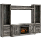 Fine Furniture & Decor - Ashley Furniture - Wynnlow 4-Piece Entertainment Center with Electric Fireplace - 4-Piece Entertainment Center with Electric Fireplace / Gray - W440W8