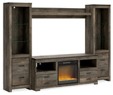 Fine Furniture & Decor - Ashley Furniture - Trinell 4-Piece Entertainment Center with Electric Fireplace - 4-Piece Entertainment Center with Electric Fireplace / Brown - W446W10