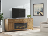 Fine Furniture & Decor - Ashley Furniture - Sharlance 81" TV Stand with Electric Fireplace - 81" TV Stand with Electric Fireplace / Light Brown - W655W1