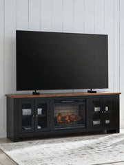 Fine Furniture & Decor - Ashley Furniture - Wildenauer 76" TV Stand with Electric Fireplace - 76" TV Stand with Electric Fireplace / Brown/Black - W664W1