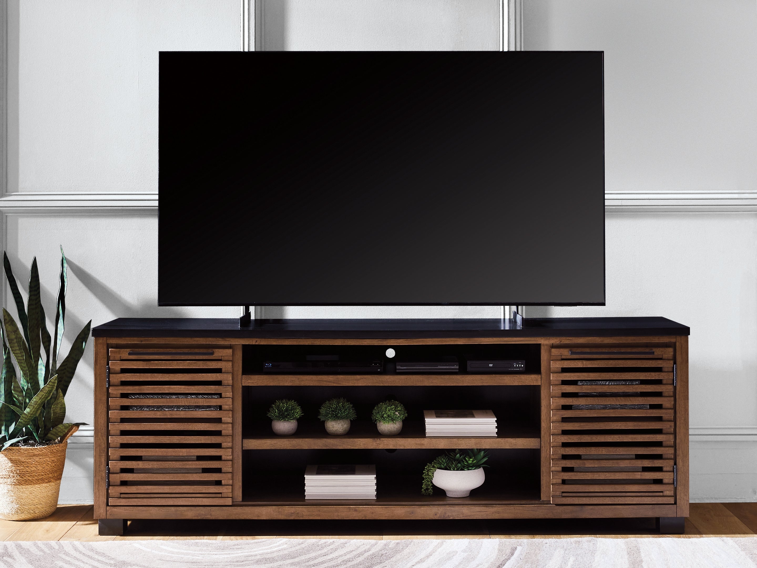 Fine Furniture & Decor - Ashley Furniture - Kallari 84" TV Stand - 84" / Warm Brown/Black - W737-78
