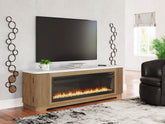 Fine Furniture & Decor - Ashley Furniture - Camdill 80" TV Stand with Electric Fireplace - 80" TV Stand with Electric Fireplace / Light Brown - W808W1