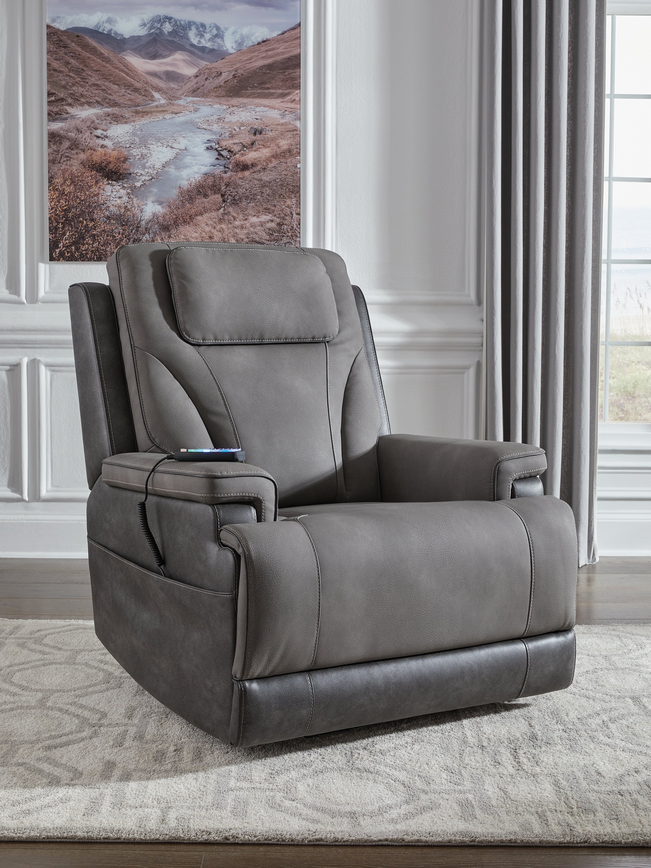 Fine Furniture & Decor - Ashley Furniture - 4Z-Peaceful Pause Living Room - Power Lift Recliner / Slate - PC1210412